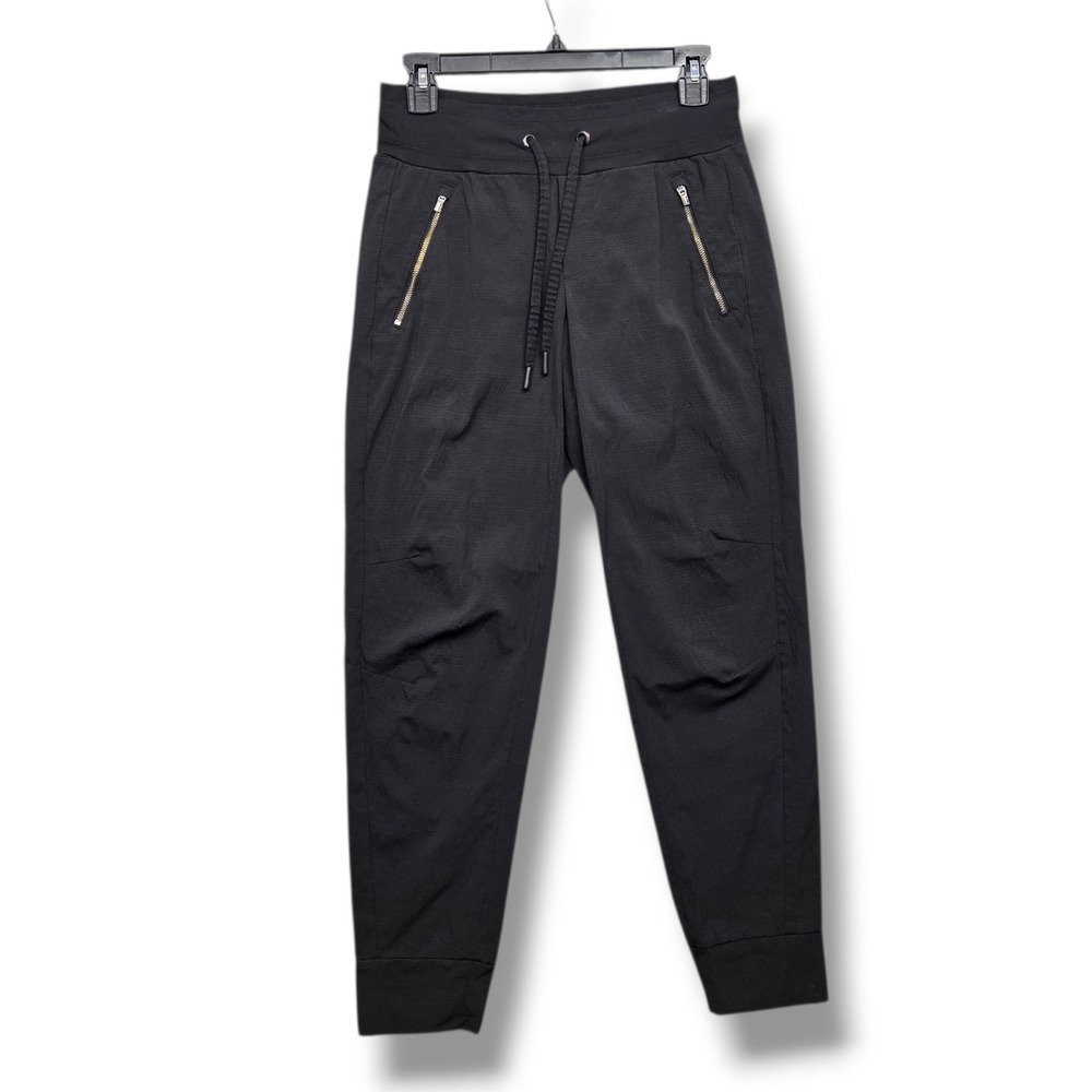 Athleta Trekkie North Jogger Womens 2 Black Pants Travel Hiking Mid Rise‎ PILLED